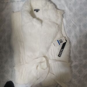 XOXO Women's Cream Faux Fur Vest